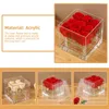 Decorative Flowers Transparent Rose Box Clear Flower Holder Acrylic Vase Pots Eternal Preserved Container Case