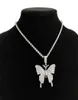 Big Rhinestone Butterfly Pendant Necklace Chain for Women Crystal Choker Statement Jewelry Chokers4760381