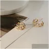 Hoop Huggie Hie Lacc Personality Gold Color Metal Hollow Chain Earrings For Women Round Statement Stylish Party Jewelry Gifts Drop Dhgh6