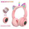Earphones RGB Unicorn Kids Wireless Headphones With Mic Control RGB Light Girls Music Stereo Earphone Mobile Phone Children's Headset Gift