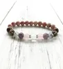 Relief Stress Anxiety Bracelet 7 Crystals Healing Wrist Mala Beads For Daily Gratitude Rhodonite Beaded Strands1176809