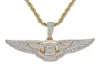 18k Gold Plated Angel Wings Halsband Pendant Iced Out Zircon Mens Bling Jewelry Gift3885898