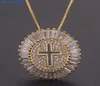 MHSSUN Luxury Round CZ Zircon Halsband Katolska Cross Pendant Chain Halsband Collier Femme Gold Color Jewelry Christmas Gift8442425