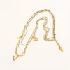 Роскошное модное женское дизайнерское ожерелье, колье-цепочка, кристалл, позолоченная 18-каратная нержавеющая сталь, подвески с буквами, ожерелья, заявление We2694