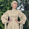 Retro Puff Sleeves Evening Dress Muzułmańskie odzież islamska Arab Arabi Abaya Kaftan Dubai Dysponent Długość sukienki 231226