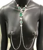 Bijoux de luxe en strass vert pour femmes, sans perçage, Sexy, corps adulte, chaîne de mamelon, collier, 2020, 5264463