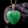 Jade Heart Necklace Pendant Stone 925 Silver Natural Fashion Charm Halsband gröna lyxiga smycken tillbehör man verklig jadeite255w