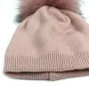 Bonnet en tricot pour enfants, teinture en fourrure de raton laveur, Pom, hiver, garçon et fille, chaud, marque en os, casquette souple pour bébé, 231225