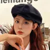Bérets Béret Chapeau Femmes Japonais Irrégulier Pli Noir Peintre Style Rétro Automne Et Hiver Octogonal Artiste Casquettes Gorras