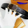 2021 Fashion Big Buckle Leather Belt With Embossing Designer Men Ladies High Quality Square Buckle Men's Belt with box331l