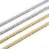 Halsband kubansk länkkedja rostfritt stål 18k guldpläterad ton punk smycken armband halsband3 5 7mm24 305l