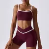 2024 Lu Align Set 2PCS Nude Splicing Suit Femmes Gym Push-up Leggings Sans Couture Sportswear Fitness Antichoc Entraînement Vêtements Yoga Lemon LL woman