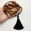 Pendant Necklaces 8mm Onyx Buddha Prayer Natural Stone Yoga Bracelet Men Buddhism Tassel Handmade