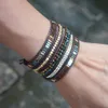 Bangle Bohemian Handmased 5 Times Crystal Chain Wraps Bead Stone Statement Armband smycken