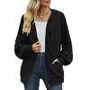 Chaquetas De Mujer Chaqueta Suave Para Mujer Cárdigan Con Capucha Elegante Abrigo Holgado Cálido Con Bolsillos Con Cierre De Cordón Color Sólido Para Otoño Invierno