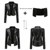 0C448m40 Women's Jacket Faux Leather Multi Pochette Accessories Spring and Autumn Fashion Casual Coat