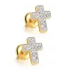 925 Sterling Silver Yellow Gold Plated Hip Hop Earrings for Men Bling Iced Out CZ Stud Earring With Screw Back Jewelry4114270