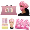 Custom Logo Wig Set Virgin Hair Bundle Packaging satin mask Satin Bags Hang Tag Bundle Wraps Bonnets Headband273B