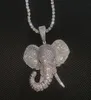 Hip Hop AAA Zirkonia Pave Bling Iced Out Elefant Tier Anhänger Halskette für Männer Frauen Modeschmuck Goldfarbe Y12201609223