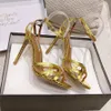 Aquazzura Metallic high-heeled sandals woman Serpentine Genuine Leather Leather Stiletto Heel dress shoes 10.5cm 8.5cm Ankle Fashion party Wedding Evening shoes