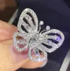 Brilhando 925 prata esterlina borboleta anéis natural branco safira anel de diamante para mulheres noivado birthstone jóias tamanho 5 15613908