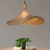 Światła ręka Make Bamboo Wiklingowe Lampy Lampy Lampy sufitowe Vintage Lampa wisząca rattan do jadalni Oświetlenie Projekt zawieszenia LI277J