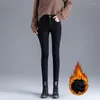 Jeans da donna Pantaloni in peluche a vita alta Capispalla autunnale e invernale Addensato elastico stretto Versatile Matita per piedi piccoli