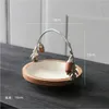 Plates Metal Fruit Basket Wooden Bowl Nordic Home Storage Products Snack With Leaf Design Handle