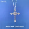 Boxes 100% Sterling Sier Cross Necklace for Women 1ct Vvs Lab Moissanite Diamond Cross Pendant Necklace Birthday Gift Jewelry Gra