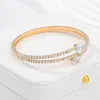 2 filas en forma de corazón pulsera de circón boda nupcial elegante brazalete de cristal mujeres fiesta joyería de moda 231226