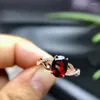 Cluster Rings MeiBaPJ Natural Red Garnet Gemstone Trendy Ring For Women Real 925 Sterling Silver Charm Fine Jewelry