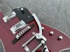 Aangepaste G6199 Billy Bo Jupiter Dark Red Thunderbird elektrische gitaar Abalone Body Binding Bigs Tremolo Bridge Chrome Hardware Thumbnail Inlay