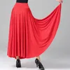 Stadiumkleding Dames Spaanse Flamenco Swing Rok Effen Ballroom Dans Lange Rokken Hoge Taille Elastische Tailleband Ruffle Prestatiekostuum