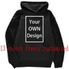 Your OWN Design Brand /Picture Custom Men Women DIY Hoodies Sweatshirt Casual Hoody Clothing 14 Color Loose Fashion 231226