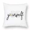 Kudde 45x45cm Daisy Pillow Case Peach Skin Yellow Flower Creative Text Cover