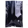 Sacs en plastique mylar noir Sac à fermeture éclair en aluminium pour le stockage des aliments à long terme et la protection des objets de collection deux côtés colorés Lgtcg Gbsnk