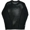 Homens camisetas Homens Manga Longa Top Hip Hop Malha Fishnet Clubwear Cor Sólida Pescoço Transparente Pulôver Para