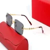 Lentes rojas gafas de sol rectangulares Forma amarilla gafas de sol sin marco hombres mujeres gafas de sol sin montura marco de metal dorado Gafas lunetas 2669