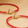 Charm Bracelets Fashion Jewelry For Women Blessing Bag Lucky Bracelet Recruit Wealth Red Leather Birthday Party Gifts289g