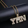 Hangende kettingen aitiei iced out bling yrn letters ketting met touwketen mannen goud zilveren kleur hiphop mode sieraden3234