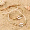 1 ST Mode Shell Kraal Armbanden Boho Vintage Porceleinslak Goud Kleur Seashell Handgemaakte Verstelbare Armband Strand Sieraden voor Women286E