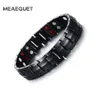 Meaeguet 15mm aimant santé puissance Bracelet pour hommes noir ion négatif infrarouge lointain titane thérapie magnétique Bracelets bijoux 4502051