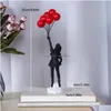 Decorative Objects Figurines Flying Balloon Girl Figurine Home Decor Banksy Modern Art Scpture Resin Figure Craft Decoration Colle Dhopx