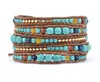 Bracelet Femmes Pierres Graduées Perles Plaquées Or Wrap Bracelets En Cuir Boho Corde Strand Bracelet Bohême Bijoux En Gros Dropship