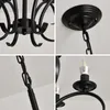 Żyrandole vintage kutego żelaza LED żyrandol świeca jasna czarna metalowa oświetlenie do salonu wisząca lampa wisząca