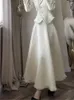 High Fashion White Two Piece Set Autumn Elegant Button Up Tassels Tops Long Skirt Sets Designer Vintage Women Outfits Suits 231225