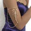 Brazalete gótico de metal dorado y plateado con escorpión en la parte superior del brazo, pulsera, joyería de mano para niña, brazalete redondo de Halloween, brazalete 287K