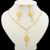 Dubai Gold Color Necklace Jewelry Set for Women Dangle Earrings and Bridal Weddings Engagement Jewellery Gift 231226