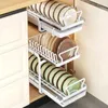 Kitchen Storage Drawers Organizer Sink Shelf With Chopstick Barrel Tableware Accessories Sliding Rack Dish Drying Cabinets