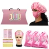 Custom Logo Wig Set Virgin Hair Bundle Packaging satin mask Satin Bags Hang Tag Bundle Wraps Bonnets Headband2557